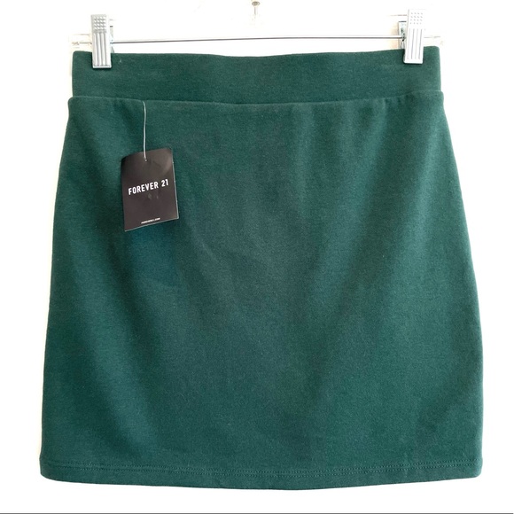 Forever 21 NWT Dark Green Lace Up Mini Skirt Size Small - Picture 5 of 9